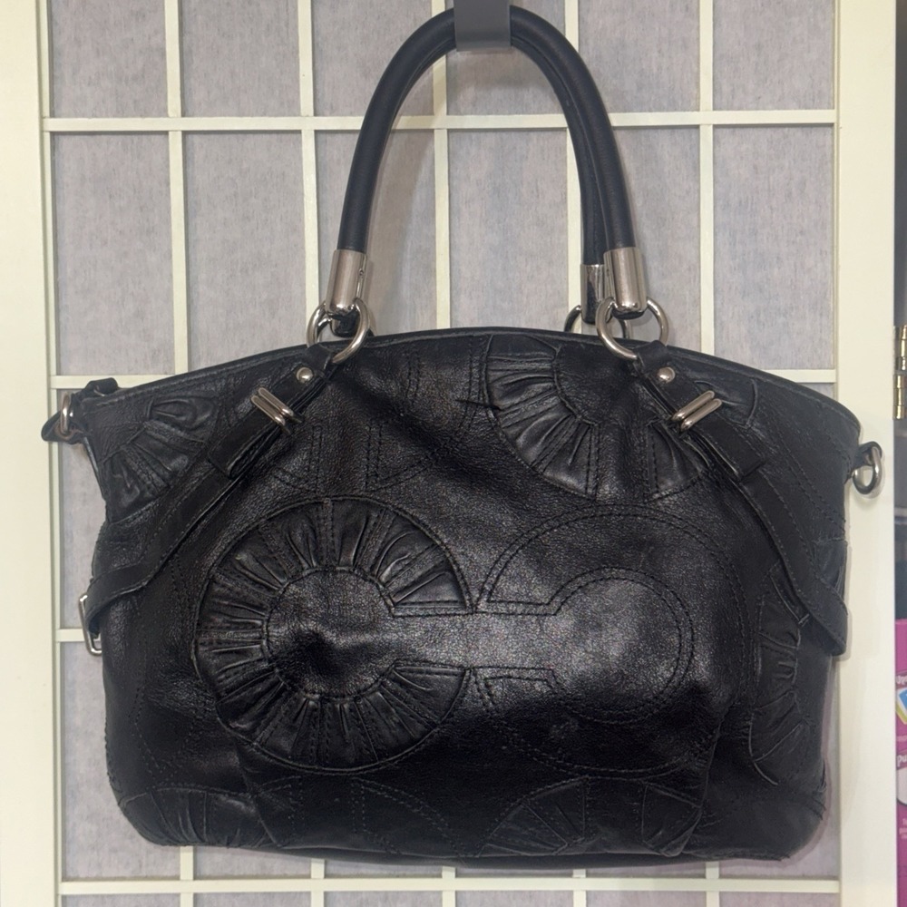 Coach Vintage Y2K Madison Sophia Black Leather Satchel Shoulder Bag Purse